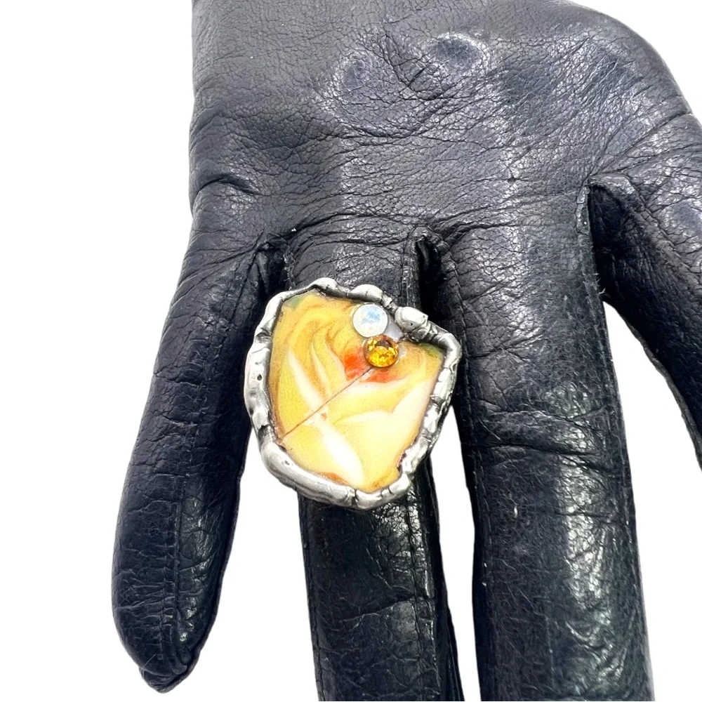 Broken China Rings Artisan Crafted Made from Fragments of Your family’s heirloom - Picture 7 of 17